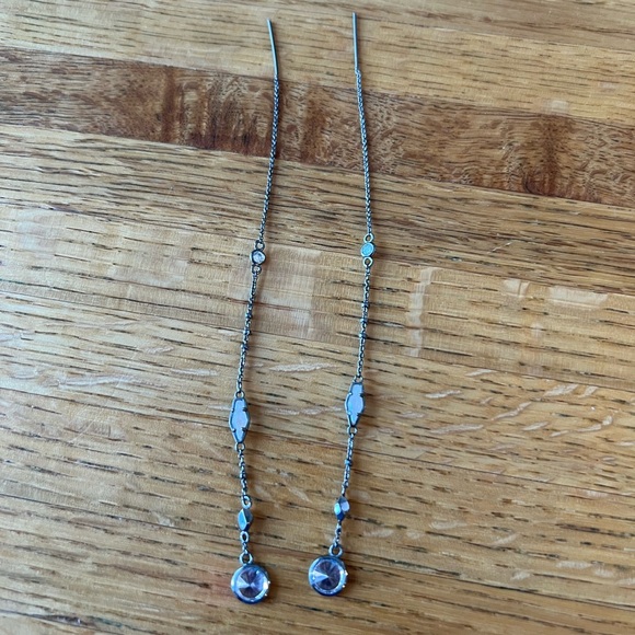 Kendra Scott Silver and Crystal Long Earrings - Picture 2 of 3